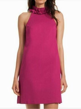 Trina Turk Dobbie Fuchsia Halter Ruffle Mini Dress (NWT)